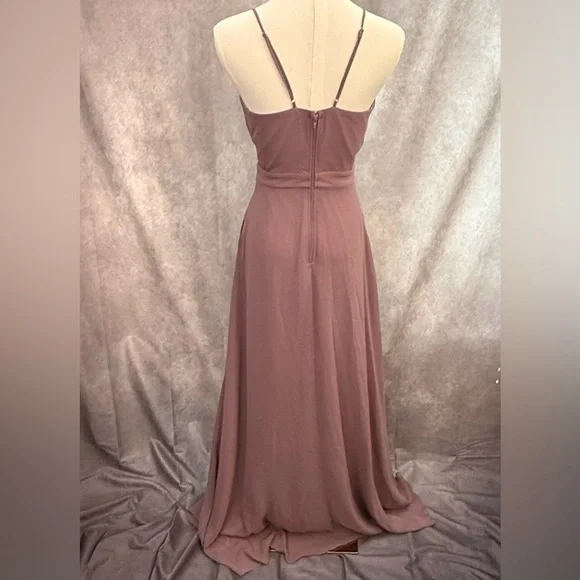 Birdy Grey Formal Mauve Dusty Rose Dress Gown Mesh Cutouts Prom Wedding Gala - Picture 8 of 10